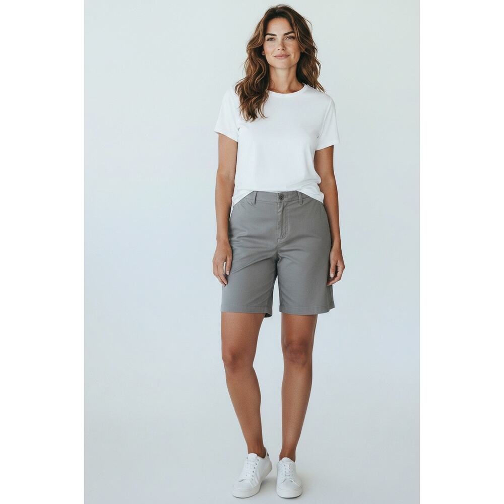 Lands' End Women's Gray Chino Shorts Size 22W Plus Size Classic Fit NWT Summer